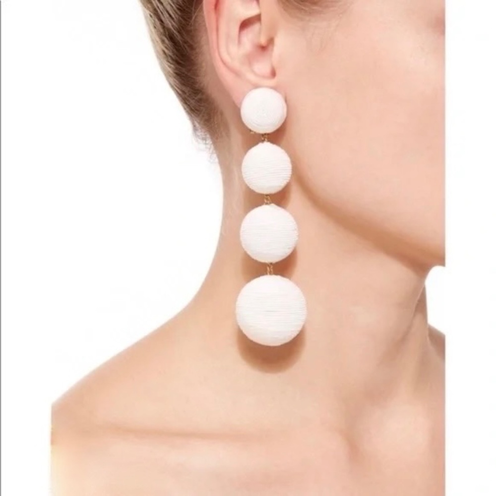 Rebecca de Ravenel Classic Soft White Corded Three Drop Earrings